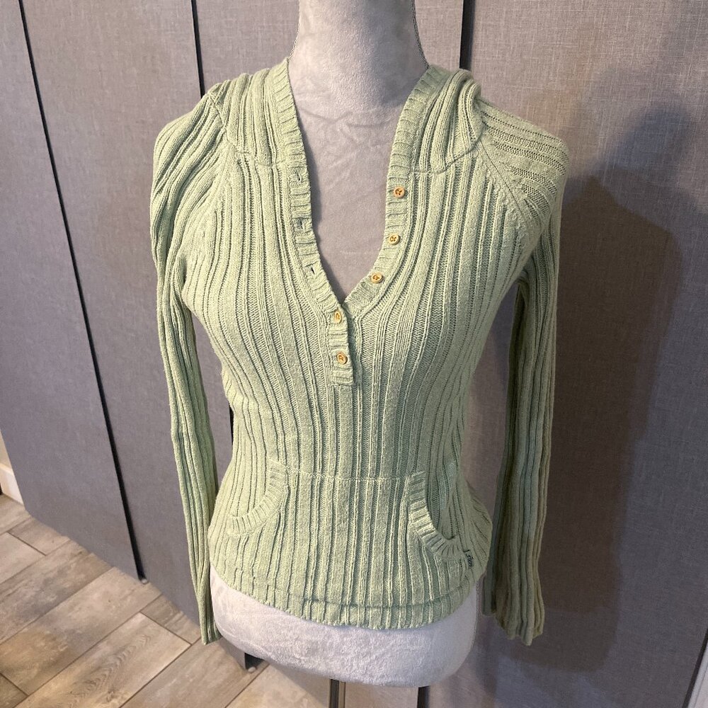 AEROPOSTALE Women's Size Medium Light Green Hooded Cardigan